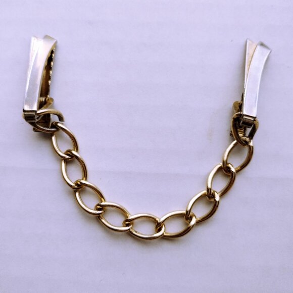 Vintage Sweater Clip 1950s Style Gold & Silver Tone Metal Tie Clips - Picture 2 of 6